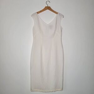 Vintage Finity Ivory 100% Silk Sleeveless Sheath Dress Size 10